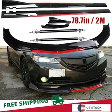 Front Bumper Lip Splitter Spoiler Glossy Black +Red For Acura TL