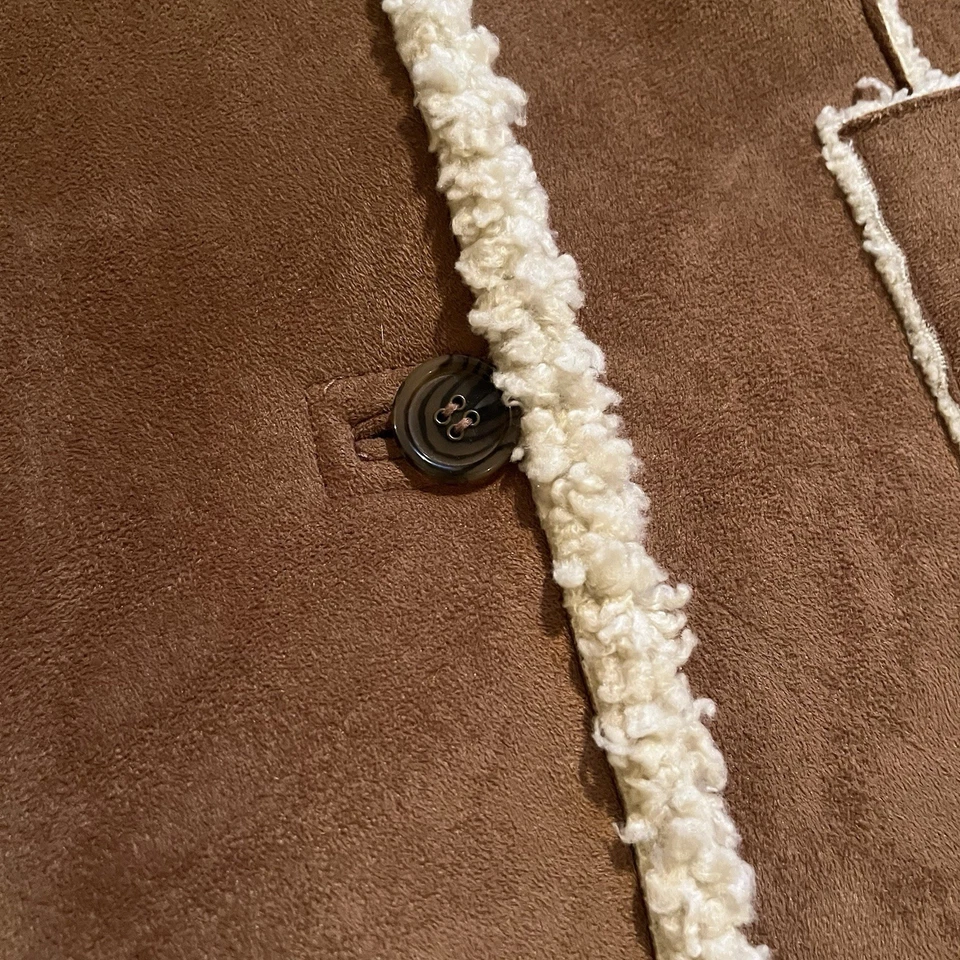 Винтажный искусственной замши Куртка Пальто размер L желтовато-коричневый коричневый флис Marvin Richards XL - Изображение 2 из 4