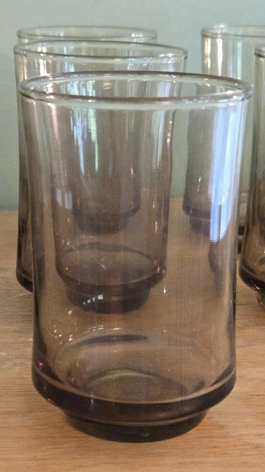 Vintage Libbey Brown Bolero Smokey Glass Breakfast 3.75" Juice Glasses Set Of 7 - Image 2 of 4
