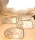 Vintage Federal Glass Iridescent Snack Set Set Of 4