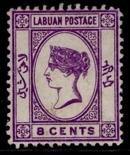 NORTH BORNEO - Labuan QV SG31c, 8c mauve, UNUSED. Cat &pound;50.