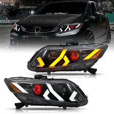 Red Devil Eye Full LED Headlights Assembly For Honda Civic 2012-2015 Head Lamps