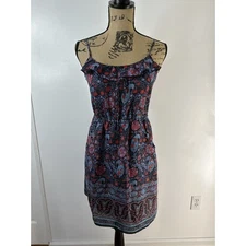 American Eagle Paisley Dress w/pockets Multicolor Spaghetti Straps Sz. S skater