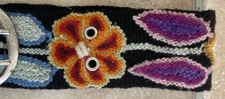 Jenny Krauss black wool belt vibrant floral embroidery, silver buckle;36  total