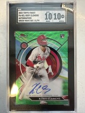 2023 TOPPS FINEST KODY CLEMENS GREEN WAVE REFRACTOR AUTO RC /99 SGC 10