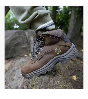 Timberland White Ledge Hiking Boots Mens Brown Leather Lace-Up Round Toe -11