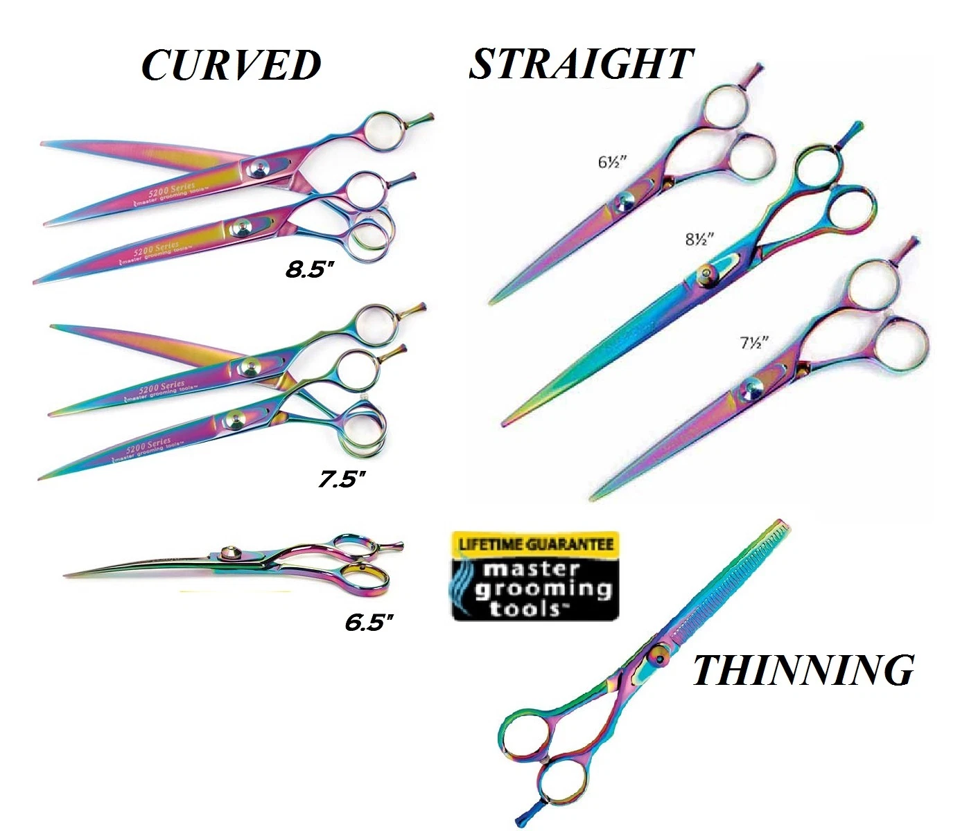 MASTER GROOMING TOOLS 440C Rainbow PRO STAINLESS STEEL SHEAR SCISSOR Pet GROOMER