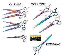 MASTER GROOMING TOOLS 440C Rainbow PRO STAINLESS STEEL SHEAR SCISSOR Pet GROOMER