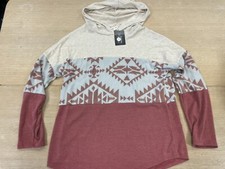 Lovely Melody Hooded Pullover Aztec Print Size M Pink/Oat Color BNWT