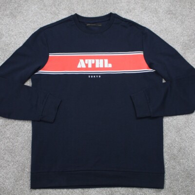 Piazza Italia Man Shirt Mens Large Blue/Orange 100% Cotton Long Sleeve Pullover