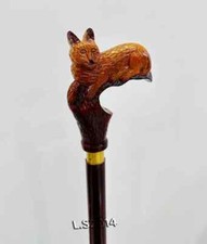 Handmade Wooden Cane-Beautiful Cat Handle Walking Stick, Fashionable Unisex Cane