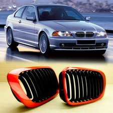 Front Grille Matte Black Red Metallic For BMW 98-02 E46 2D Coupe Convertible