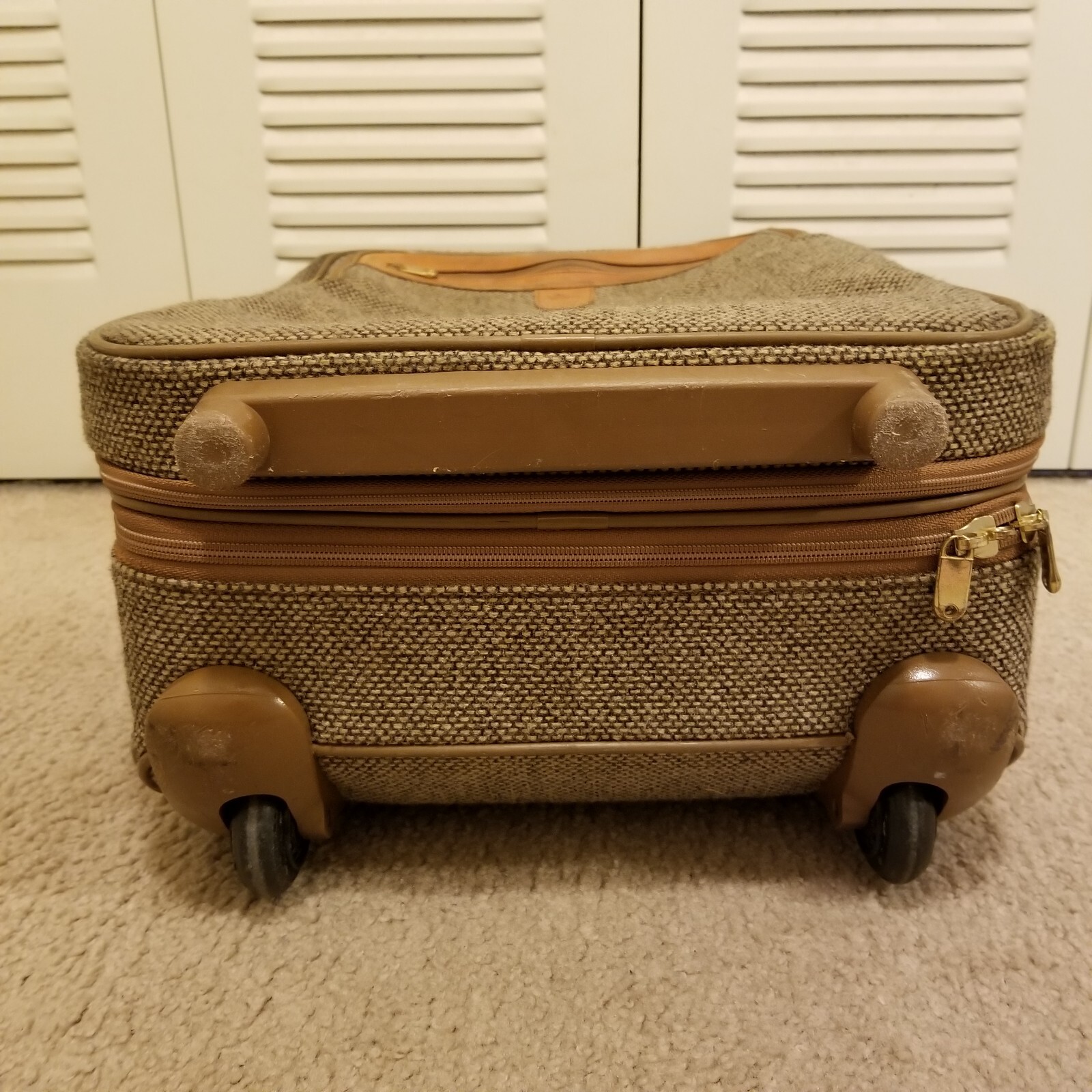 Vintage Hartmann Tweed Leather Luggage Rolling Suitcase Wheeled Carry