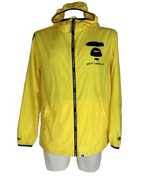 AAPE by BAPE a bathing ape Face Windbreaker Jacket Yellow streetwear Men s SZ  L