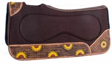 Showman 32" x 31" x 1" Brown Built Up Felt Saddle Pad with Sunflower Design!