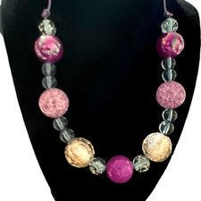 NWOT - Toddler/Girls Adjustable Beaded Necklace Purple Cream - Frozen