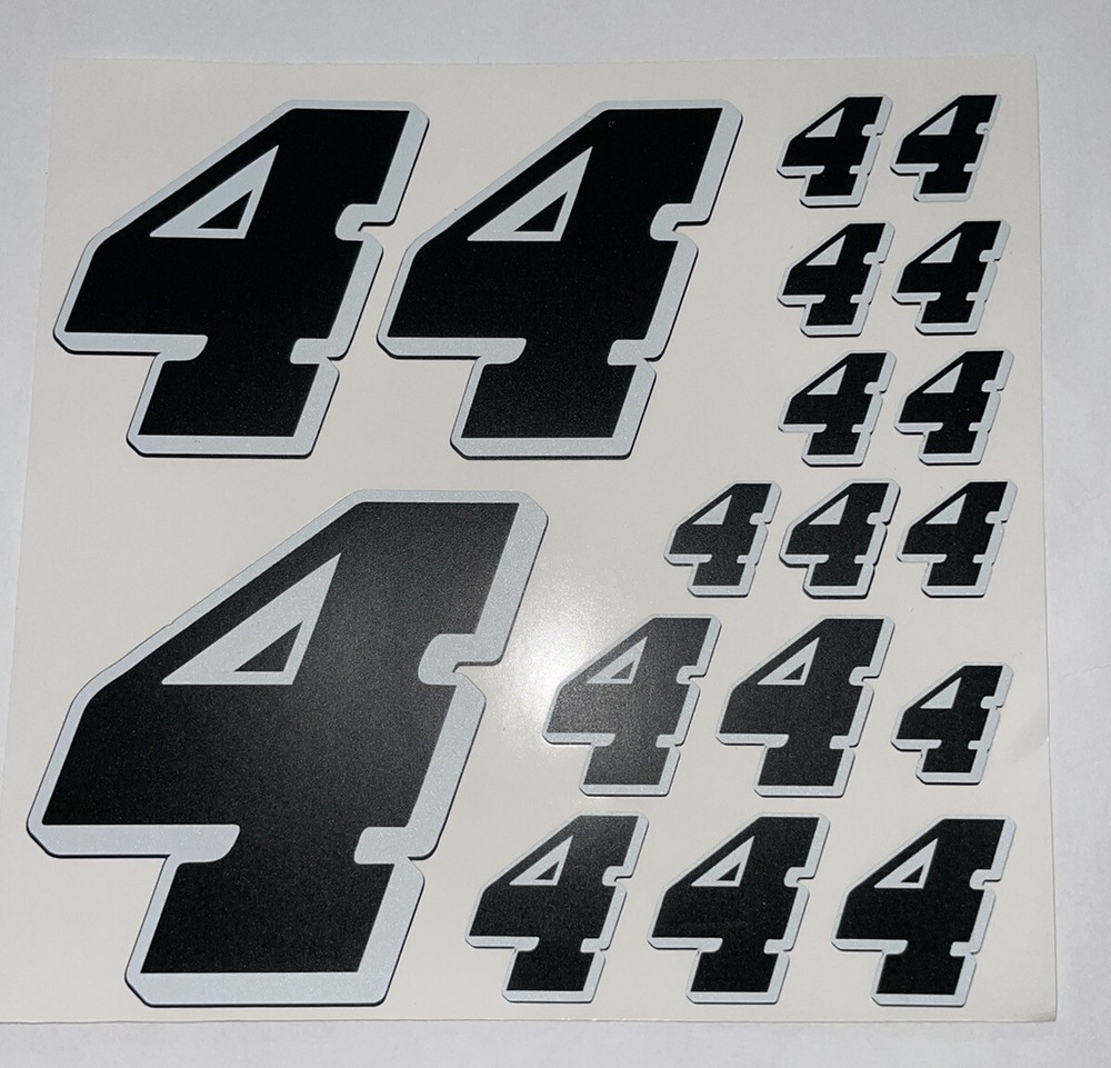 Matte Black-w/  White Outline/Shadow #4’s Racing Numbers Vinyl Rc Box L3