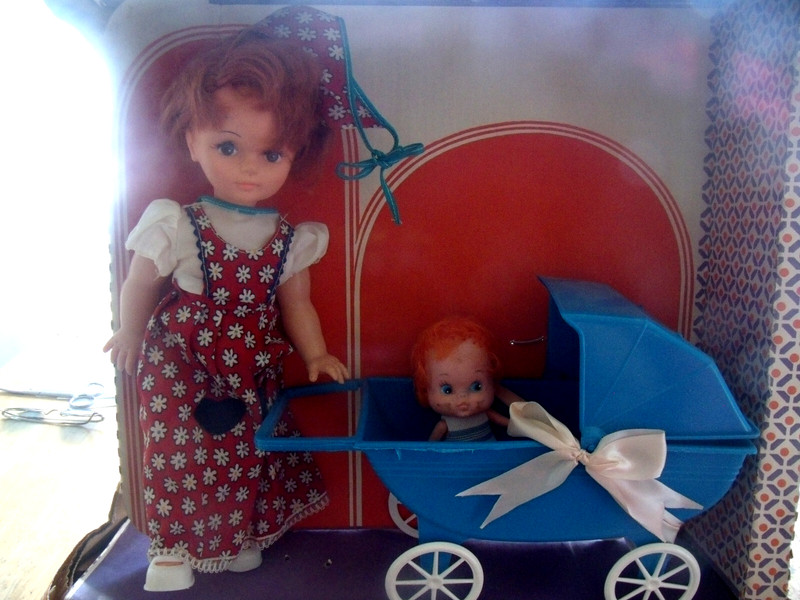 Vintage rare 1977 Lovee Doll Comp I'm Ginger Doll with baby and carriage.reduced