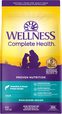 Wellness Complete Health Dry Dog Food Whitefish Sweet Potato Natural 5lb Bag