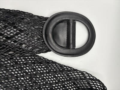 Calvin Klein Wide Black Braided Vegan Leather Belt - Women display picture 1
