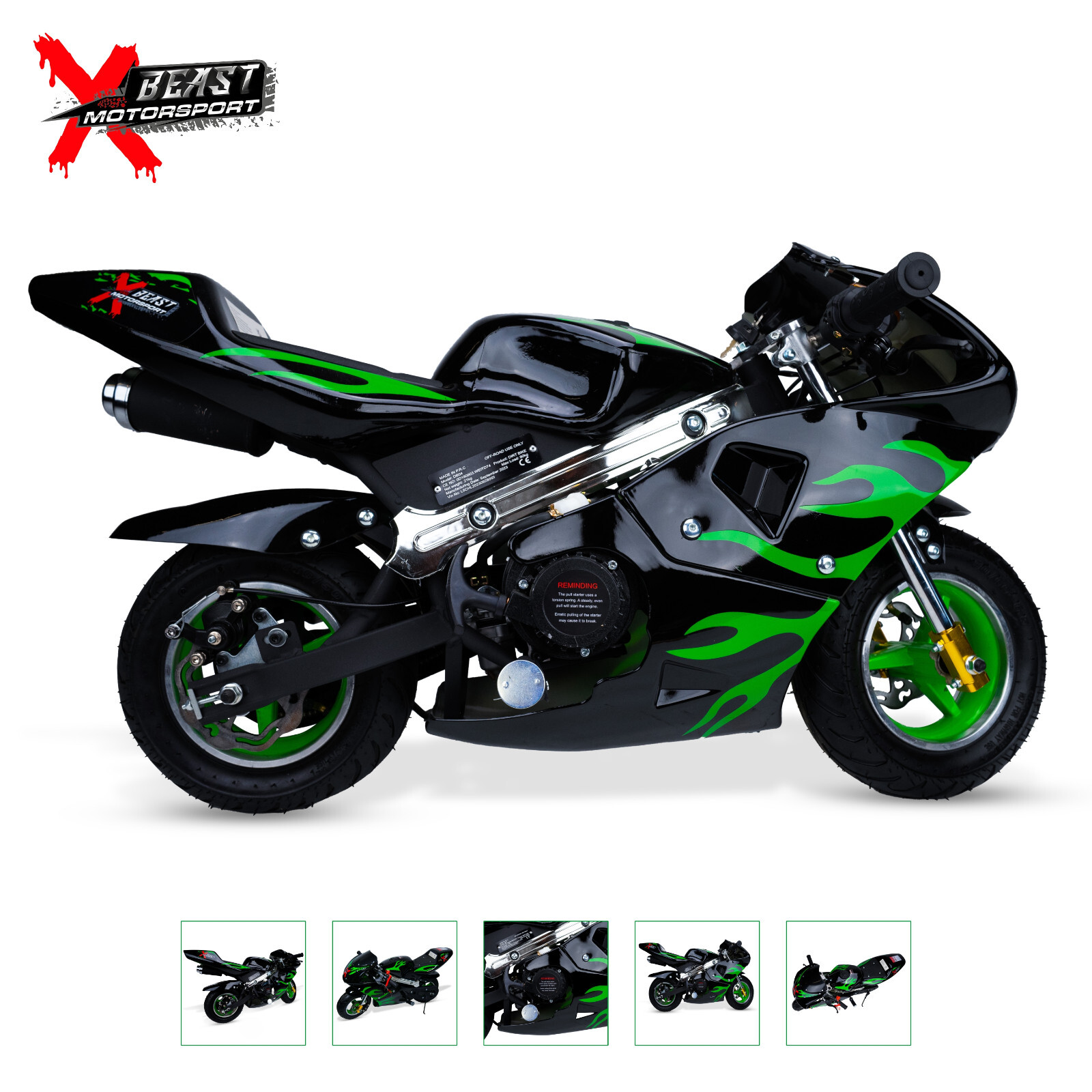 Mini Motorcycle GREEN Sports Moto Racer Petrol Off Road Dirt Bike 49cc