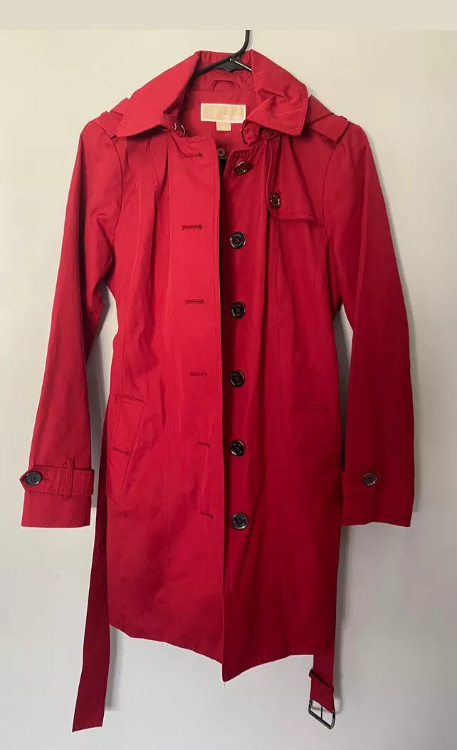 Beregning Inspicere spiller MICHAEL KORS RED JACKET Trench Coat SIZE PS | eBay