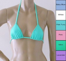Triangle Bikini Top in White,Pink,Baby Blue,Turq,Mint,Lavender Sizes to DD Cup