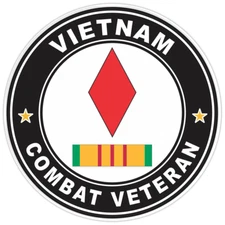 5th Infantry Division Vietnam Combat Veteran with Ribbon Bumper Sticker Decal 5"