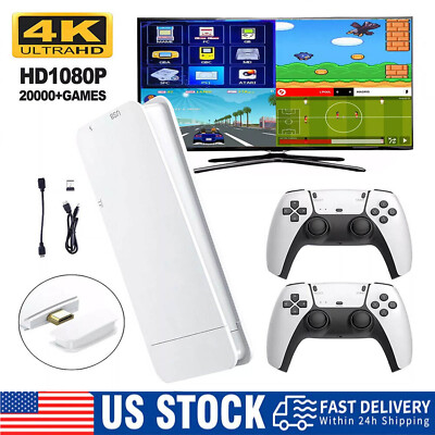 Wireless HDMI 4K TV Game Stick Console Built-in 64GB 20000+Retro Games+2 Gamepad