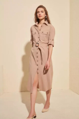 Long Sleeve Belted Beige Safari Dress EU size 36 Cotton From Trendyol | eBay Long Sleeve Belted Beige Safari Dress EU size 36 Cotton From Trendyol | eBay