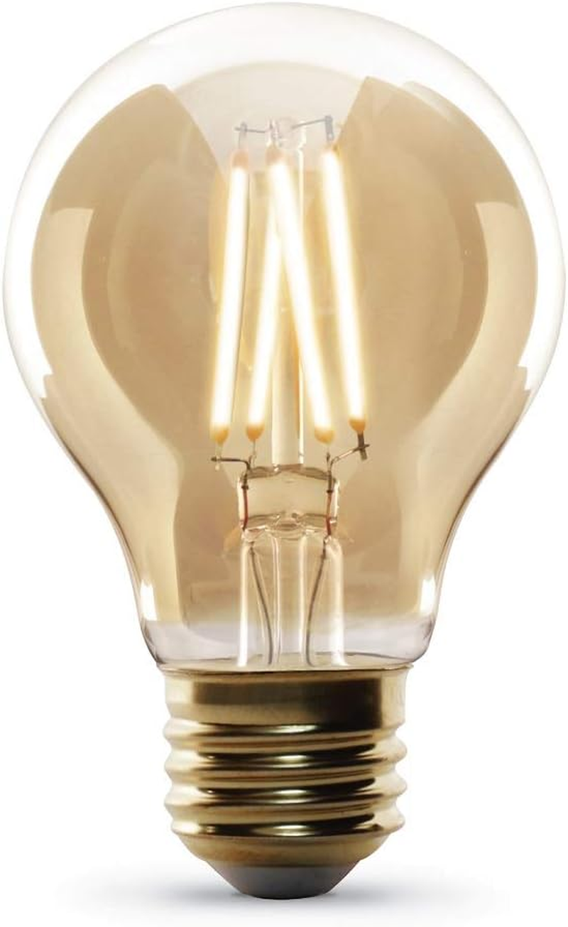 Feit Electric Vintage Exposed Filament Smoke Glass LED AT19 with a Medium E26 Ba