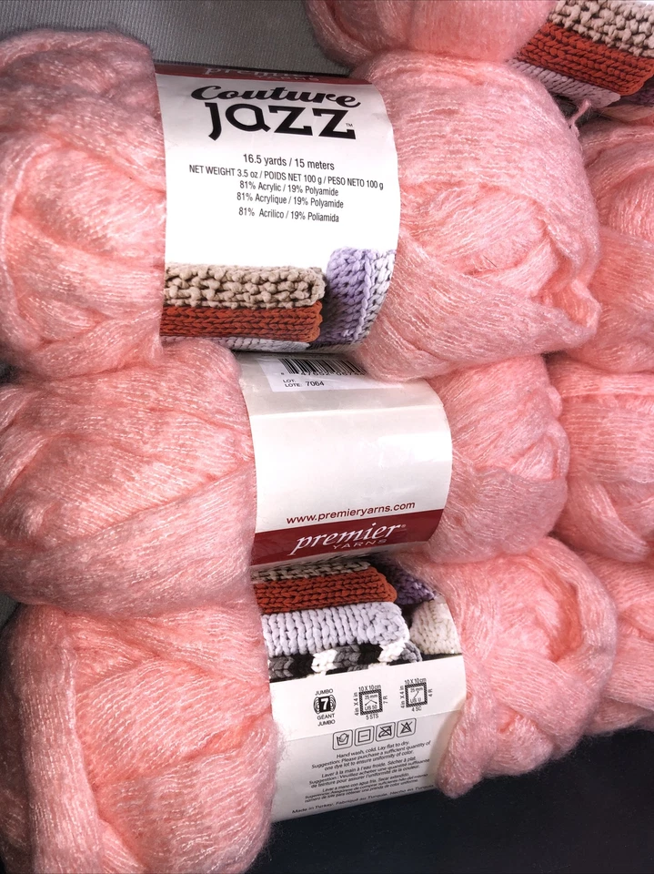 Premier Yarns Couture Jazz Color 26-42 Soft Coral LOT OF 7 SKEINS - Image 3 of 4