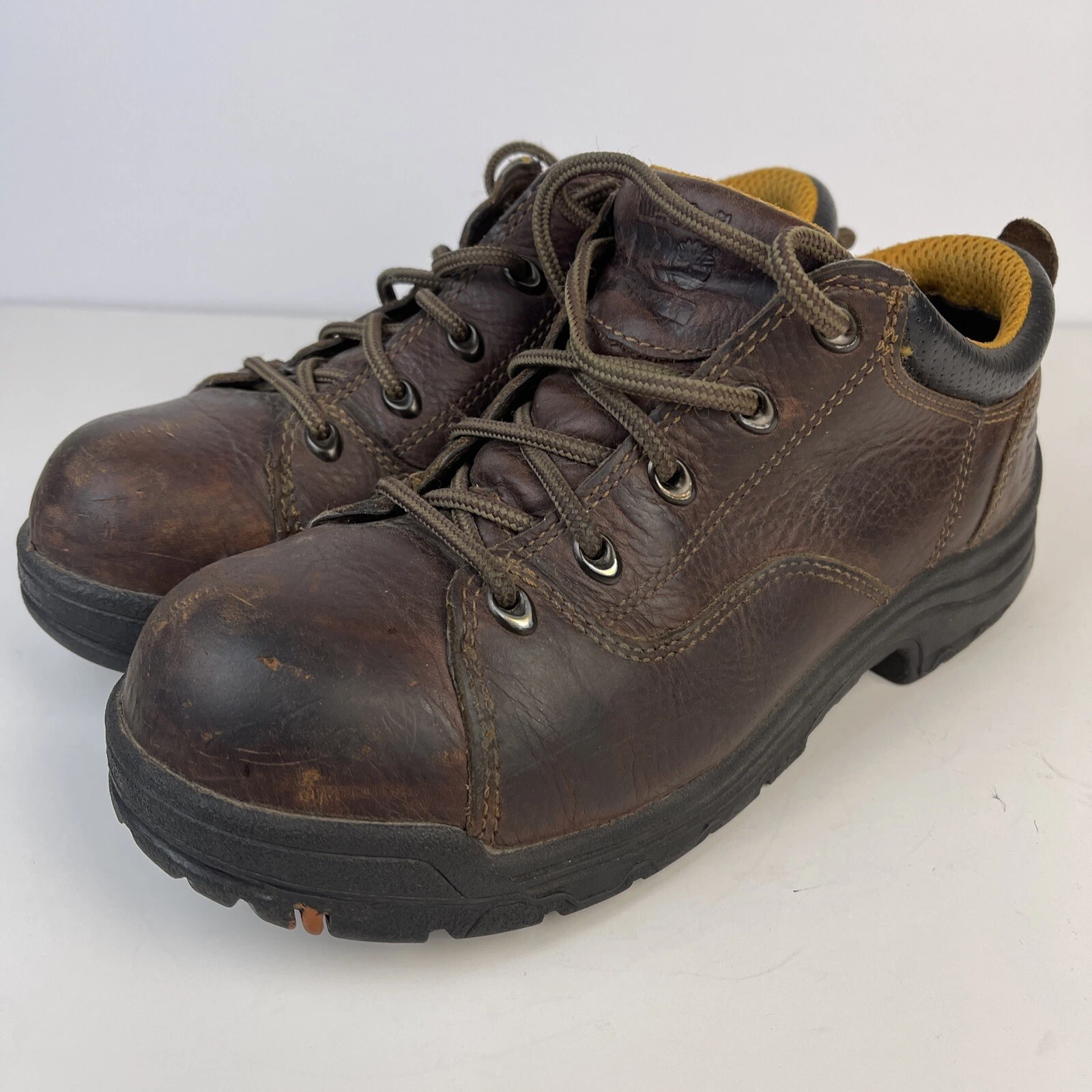 Scarpe da lavoro Timberland donna 9 5 Pro punta in lega di titanio stivali in pelle marrone 63189