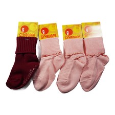 Gymboree Vintage Baby Girls 12-24 Month Red, Pink Basic Cuff Socks Lot NWT