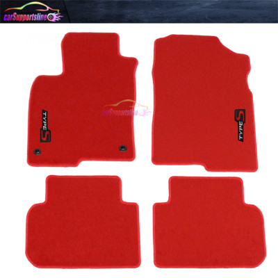Floor Mats Fit For 22-26 Honda Civic Red Nylon Carpets Front Rear 4PCS w/ TypeS