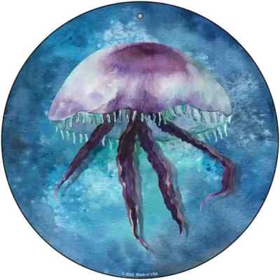 Jellyfish Blue Novelty Round Circular Metal Sign 8'' Home Garage Wall