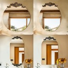 Vintage Carved Decorative Wall Mirror Hanging Mirror for Dresser Decor Bedroom
