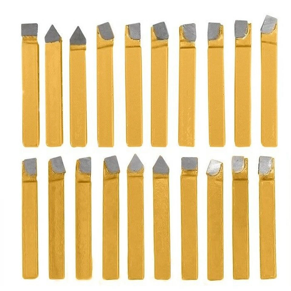 20pcs 1/4 Metal Lathe Tooling Carbide Tip Tipped Cutter Tool Bit Cutting Set - Image 2 of 4