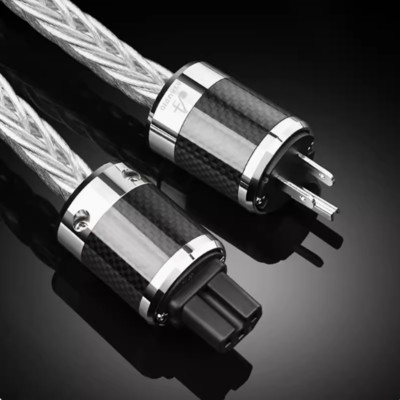 Power Cable High-end OCC Silver Plated with Carbon Fiber Standard EU US UK Plug