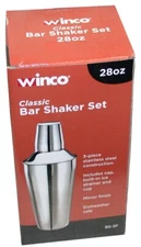 Winco BS-3P 28 oz Stainless Bar Cocktail 3 Piece Shaker Set NIB