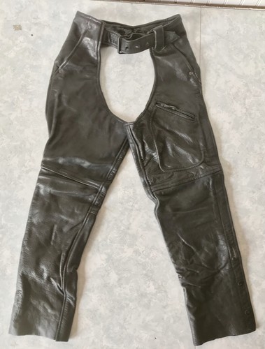 Schwarze Damen Motorrad Chaps XXS 27 Schrittlänge 38 Außennaht Leder Gallery - Bild 3 von 10