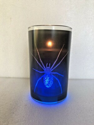 Ashland SPIDER CANDLE Wax in Glass Vase LED Color-Changing Lights Halloween