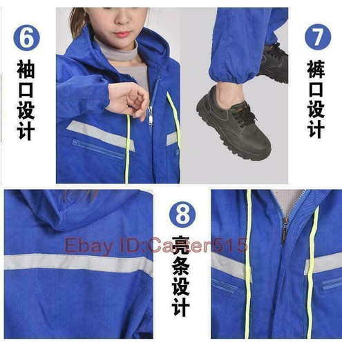 Men Women Coveralls Overalls Workwear Mechanic Jumpsuit Protective Reflective - Picture 4 of 15
