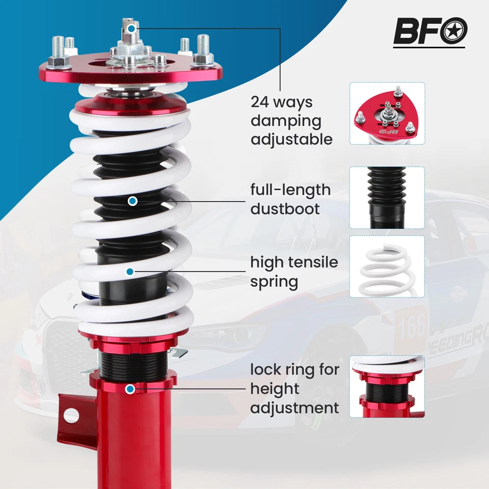 Kit de puntales enrollables ajustables amortiguador de 24 vías BFO para Honda Accord 2013-2017 Foto 4 de 4