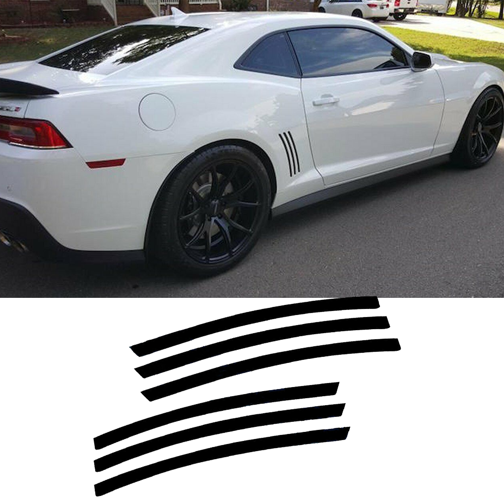 2pcs Glossy Black Vinyl Body Side Vent Quarter Strip Stickers For Chevy Camaro