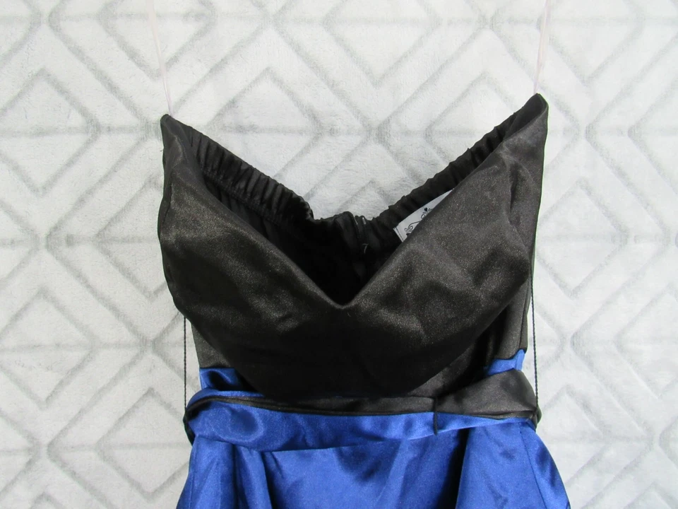 Vestido Formal Trixxie Talla 3 Juniors Negro Azul Sin Tirantes Espalda Cremallera Reunida  Foto 4 de 4