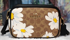 NWT COACH MINI JAMIE CAMERA Floral Crossbody Bag In TAN MULTI Sig Canvas Leather
