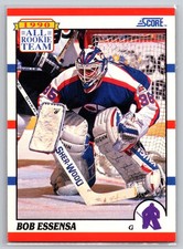 1990-91 Score Bob Essensa #324 All-Rookie Team Winnipeg Jets Goalie Hockey Card. rookie card picture