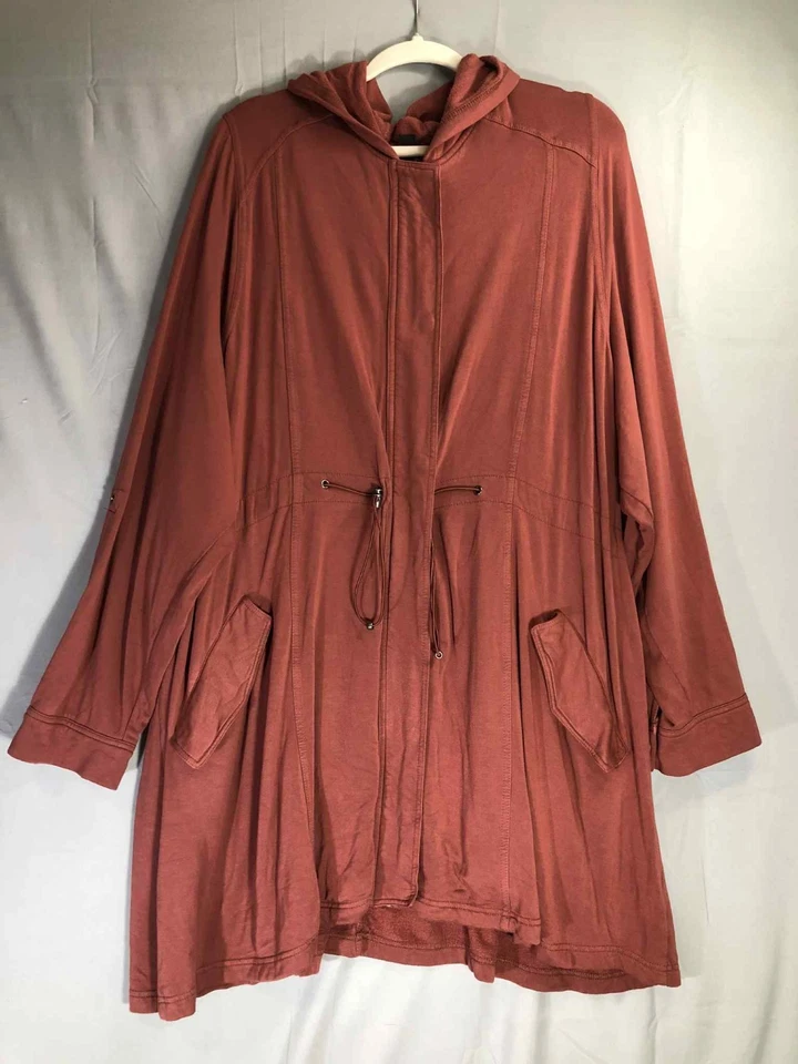 Torrid с капюшоном Anorak утилиты/парка стиль куртка кирпич красный размер 4 полный молнии  - Изображение 3 из 4