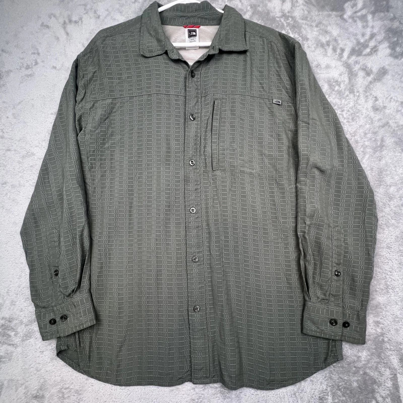 North Face Shirt Mens XL Button Up Long Sleeve Modal Zip Pocket Outdoor Hiking